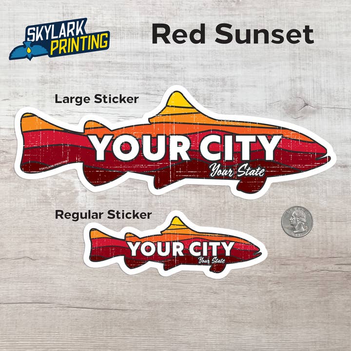 Skylark Printing - Wholesale Sticker - Custom Trout Souvenir Fish Sticker with Your Text4