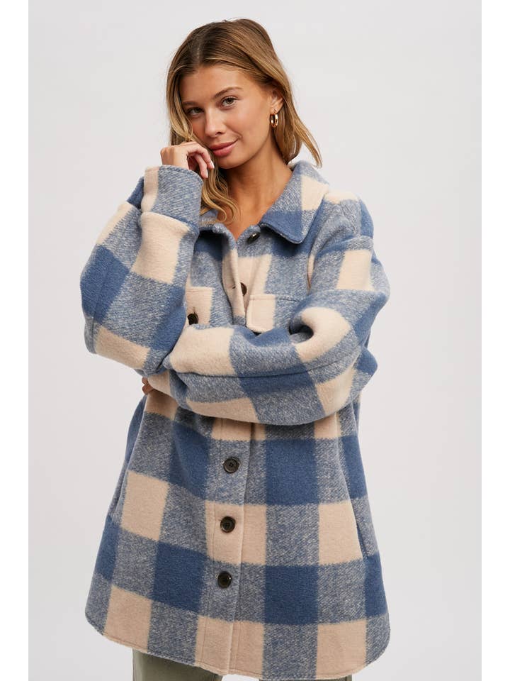 Bluivy – Engroshandel Frakke - Dame – BØRSTET PLAID OVERDIMENSIONERET FRAKKE14