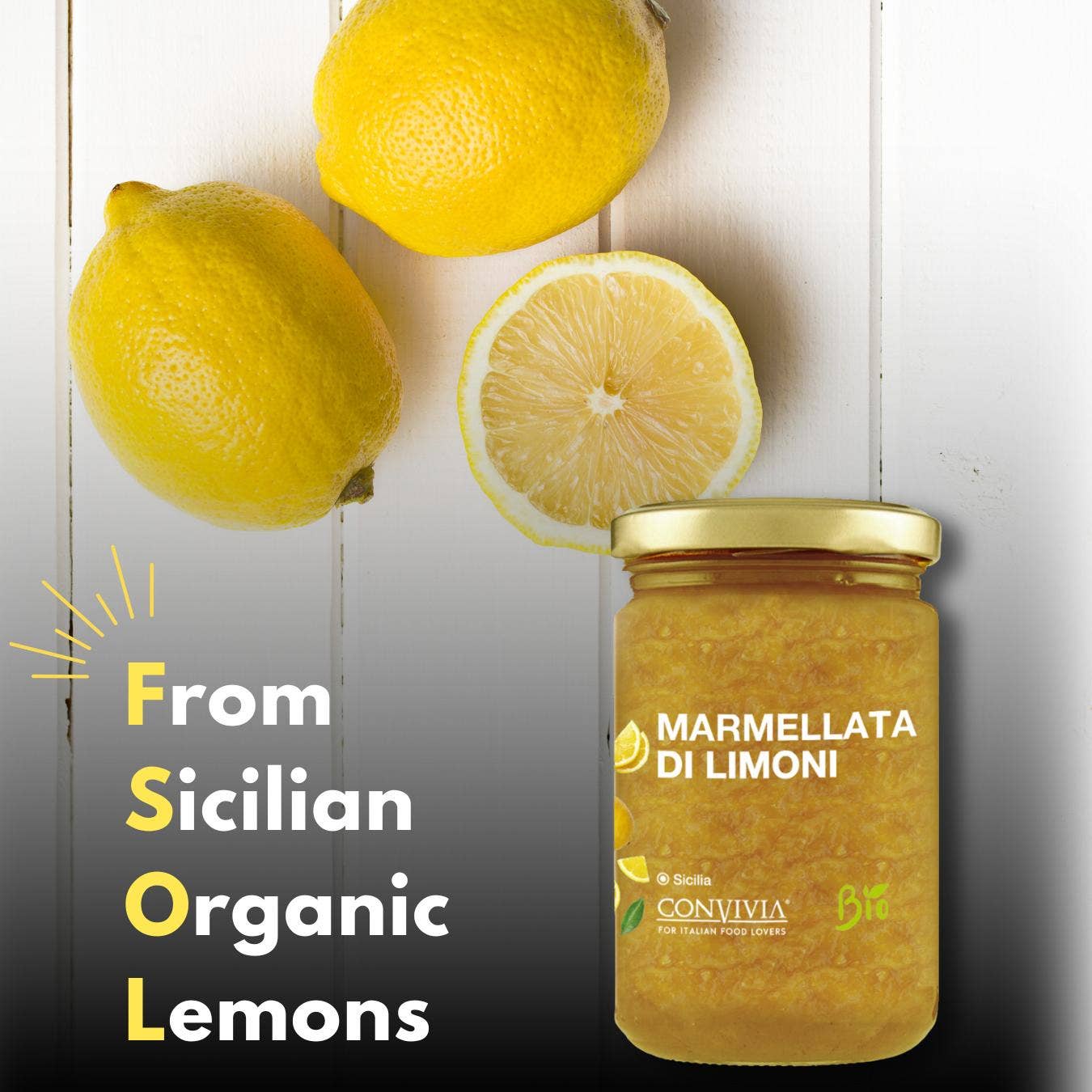 CONVIVIA for italian food lovers – Großhandel Marmelade/Gelee – Bio-Zitronenmarmelade 360 g3