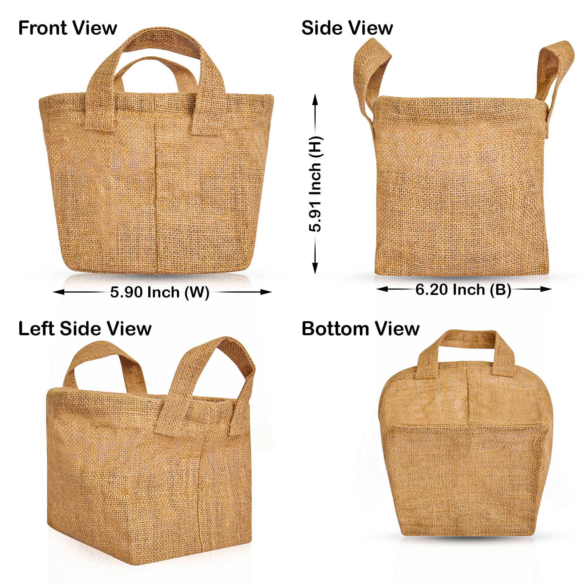ecojutebags - Wholesale Storage Bag - Set of 8 Burlap Jute Baskets – Storage Bins with Handles2