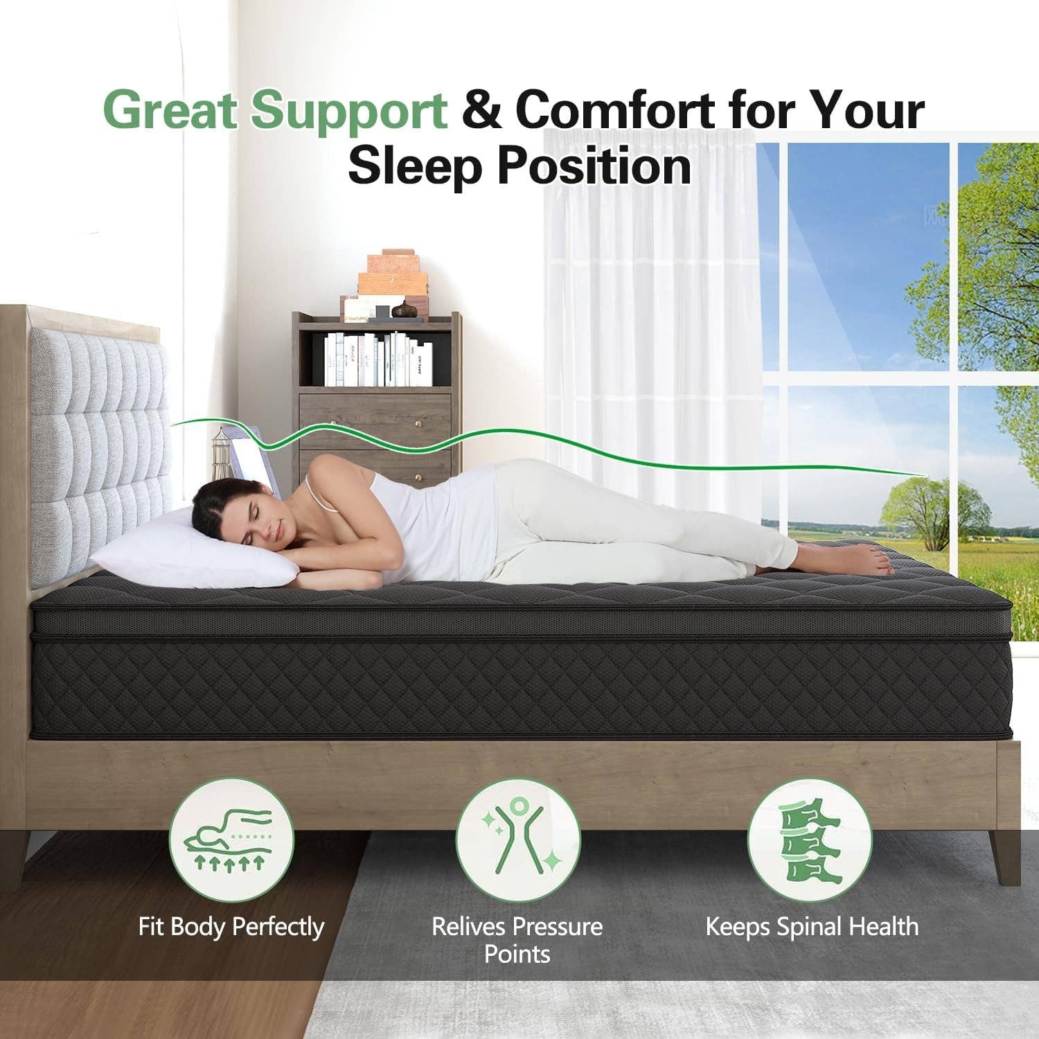 ShipItFurniture - Wholesale Bed - Queen 14 Inch Hybrid Mattress With Lumbar Support And Motion Isolation4