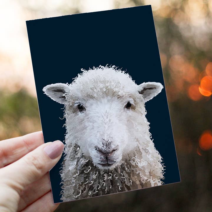 Farmyard Animal Sheep Greetings Card for wholesale by MLJartist