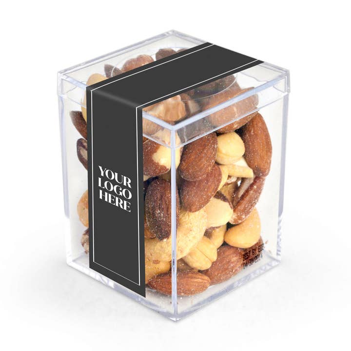 3" GEO Cube, Deluxe Mixed Nuts (48 count) for wholesale by In-Room Plus