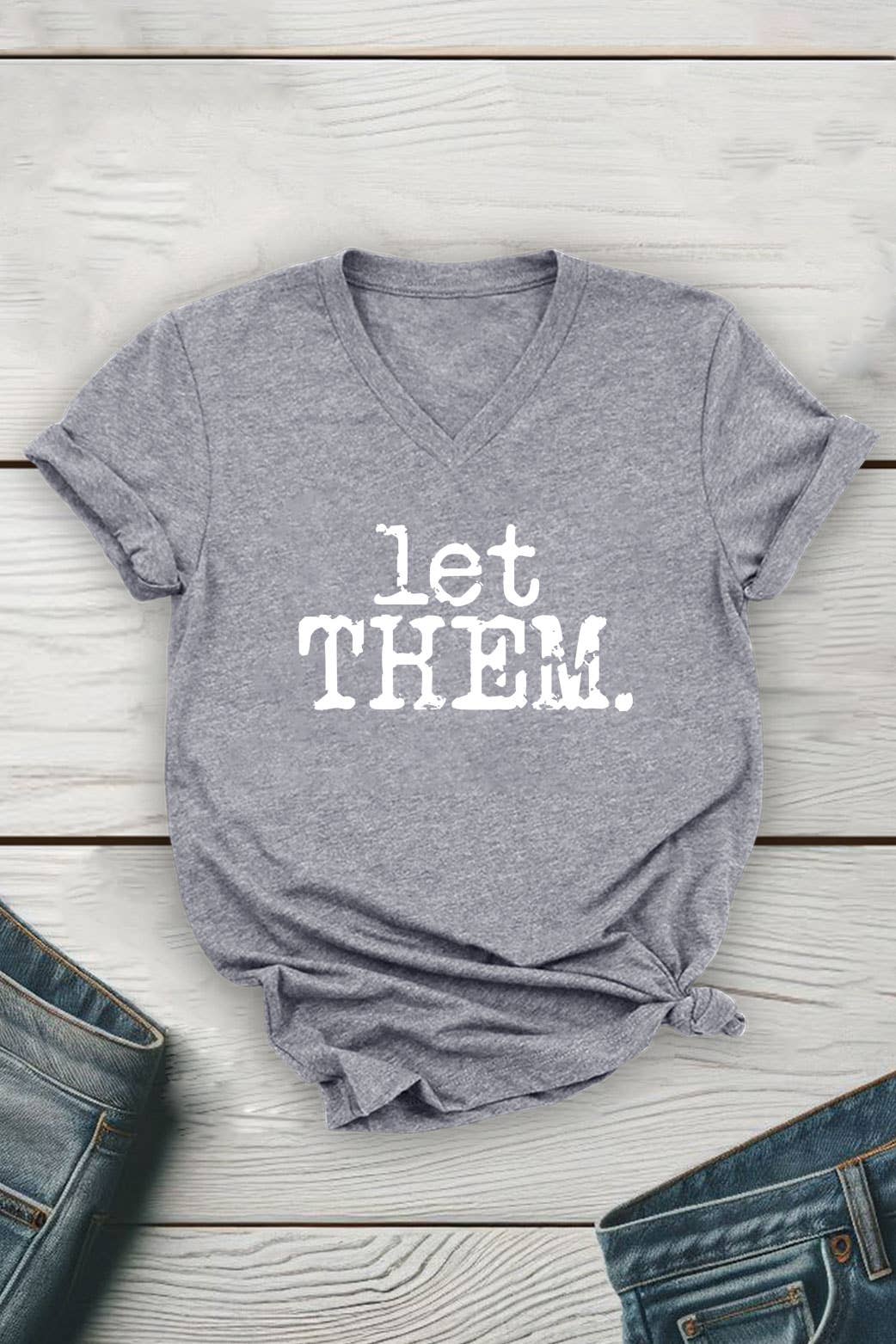 Top Avenue - Wholesale T-Shirt (Graphic) - Unisex - Let Them Retro Typewriter Unisex V Neck Tee6