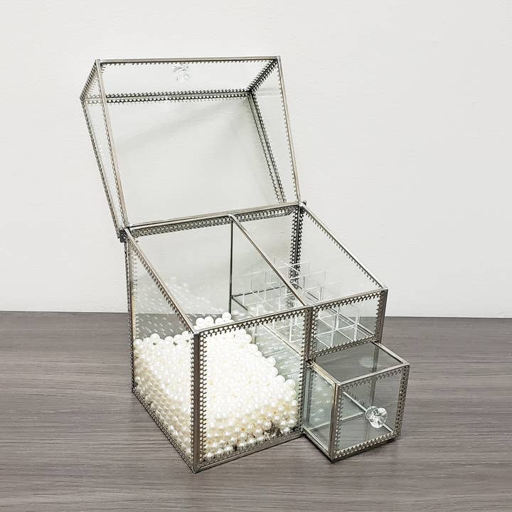 ES Essentials - Wholesale Makeup Storage Box - Elegant Glass Cosmetics Brush Holder Lipstick Holder