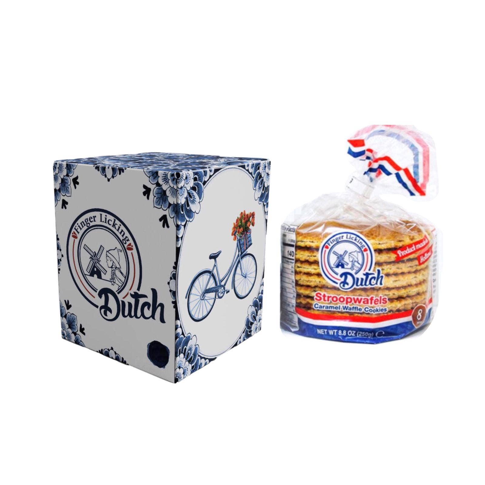 Finger Licking Dutch Stroopwafel Cookies - Wholesale Cookie - Gift Box w/8-Stroopwafel Cookies,(QTY:12) Dutch Delft Blue3
