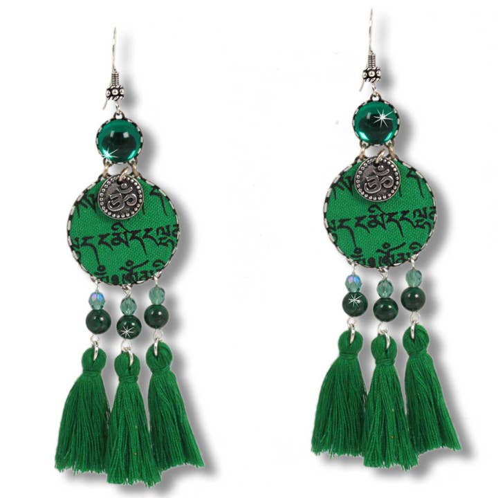Water Tashi - Tibetan Wish Ohrringe mit Malachit für den Großhandel von Anísch de la Cara