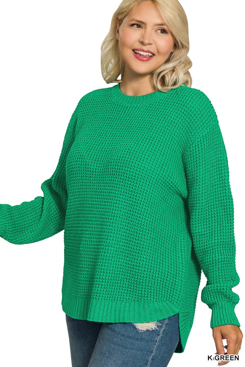 42POPS - Wholesale Knit Sweater - Women's - ",,,,...Plus size Basic Waffle Sweater28