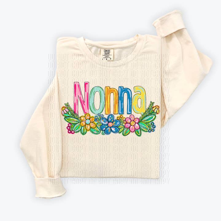 Transferência Nonna Floral DTF por atacado de K and M Designs