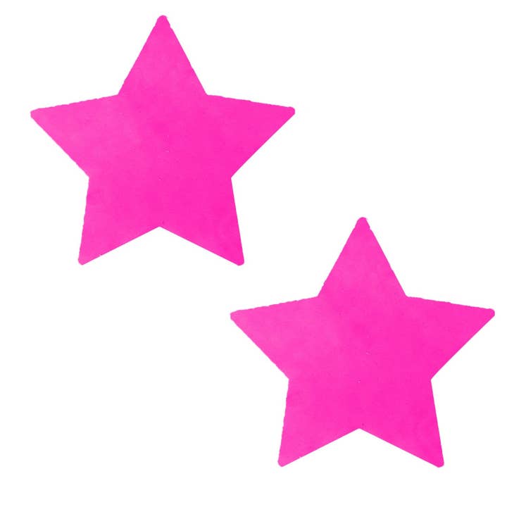 Neon Pink Blacklight Starburst Starry Nights Nipple Cover Pasties for wholesale by Neva Nude