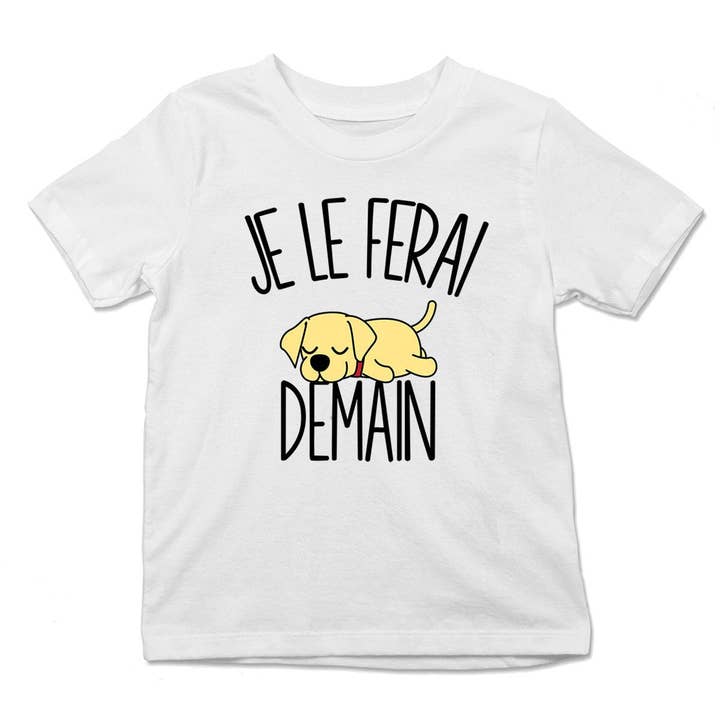 Camiseta infantil Labrador | I'll Do It Tomorrow | Colección Bodies Cute Funny Animals para venta al por mayor de Planetee