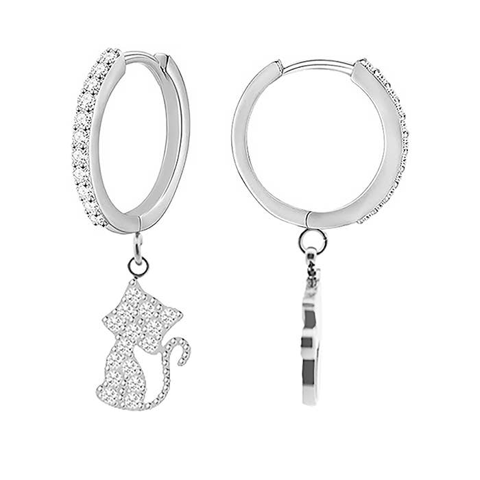 AMORINO SRL - Wholesale Dangle Earrings - CAT ZIRCONIA HOOP EARRINGS - JN24784A878