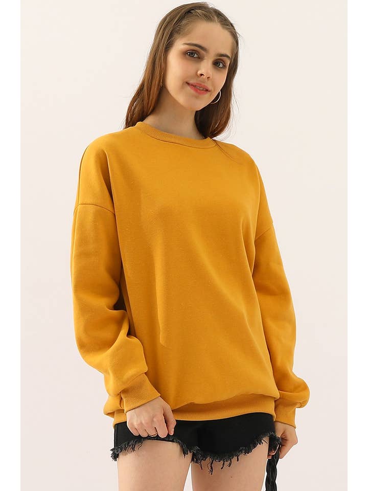 NINEXIS - Wholesale Sweatshirt - Women's - CWTTL902_CREW NECK LONG SLEEVE PULLOVER SWEATSHIRT TOPS