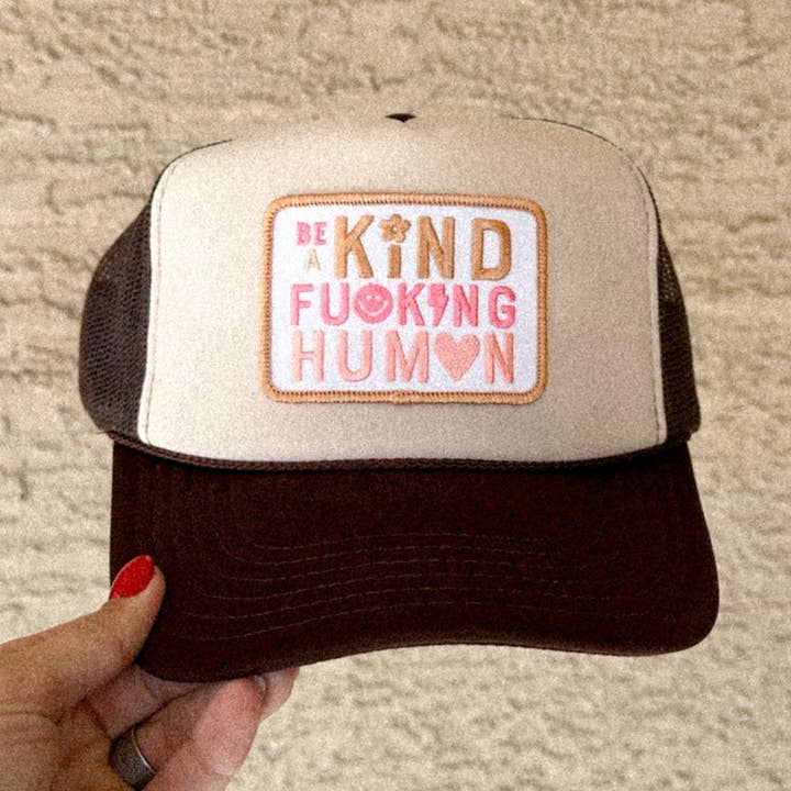 BE A KIND HUMAN HAT - BROWN/TAN for wholesale by TATUM THE LABEL