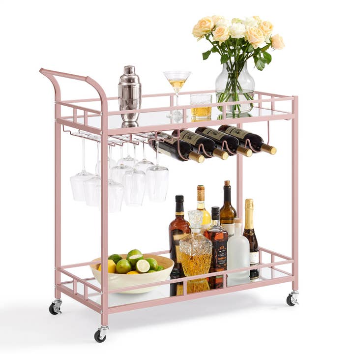 Home Bar Serving Cart with 2 Mirrored Shelves 6 for wholesale by Greenwestons