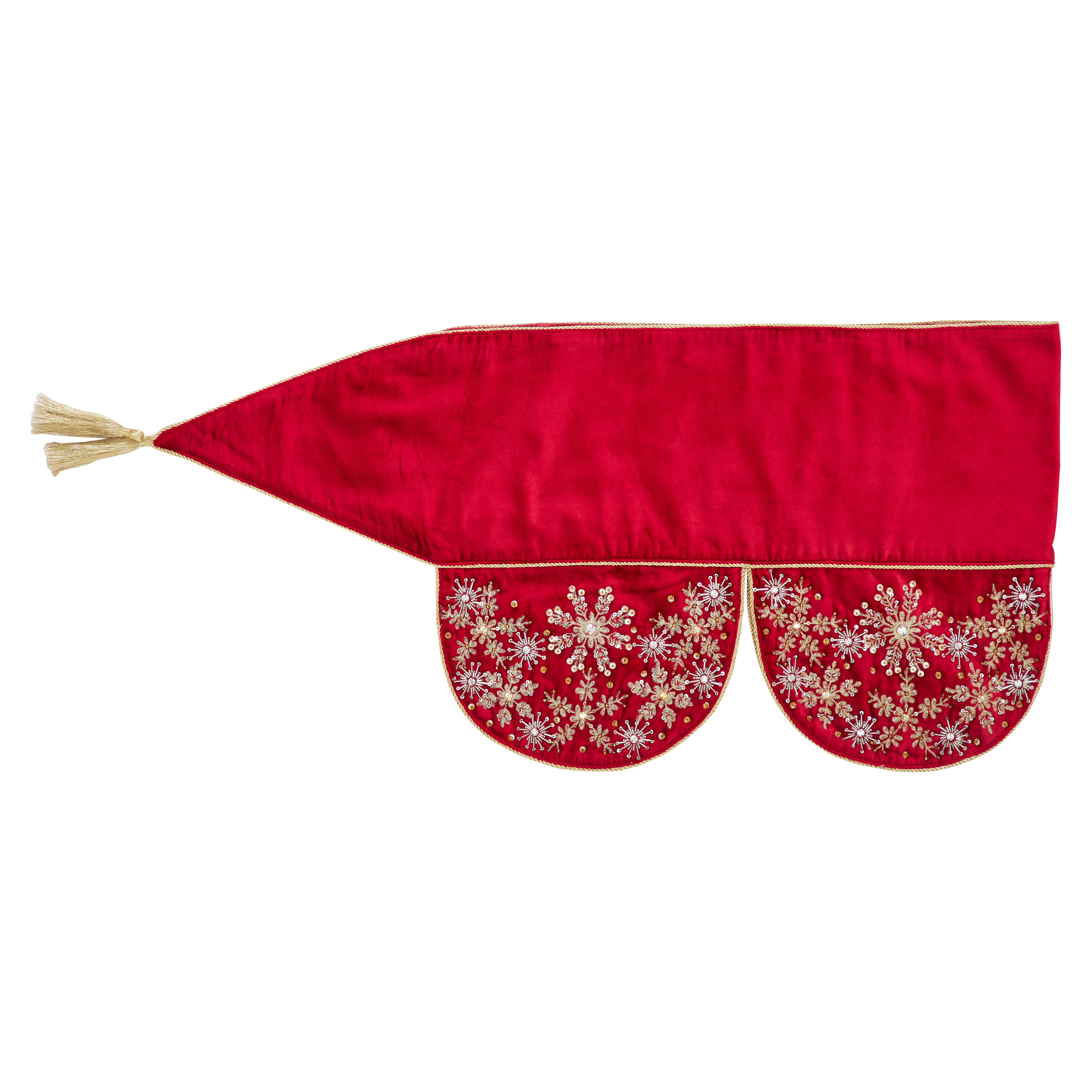 Arcadia Home - Wholesale Mantle Scarf - Red Velvet Christmas Mantle Scarf, Hand Beading, Embroidery9