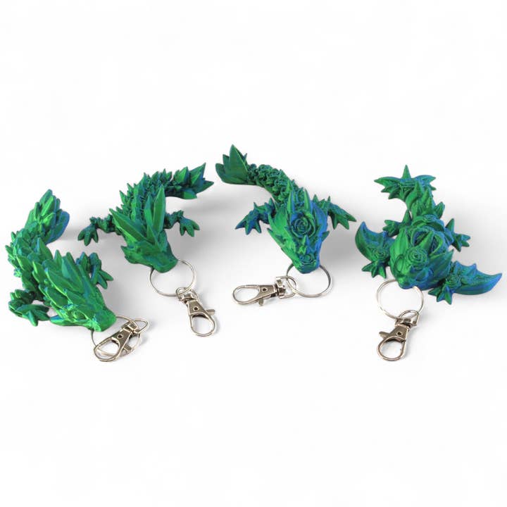 PowerTRC 3D Print - Wholesale Keychain - Unisex - 3D Printed Baby Dragon Keychain ~4" – Flexible / Articulate