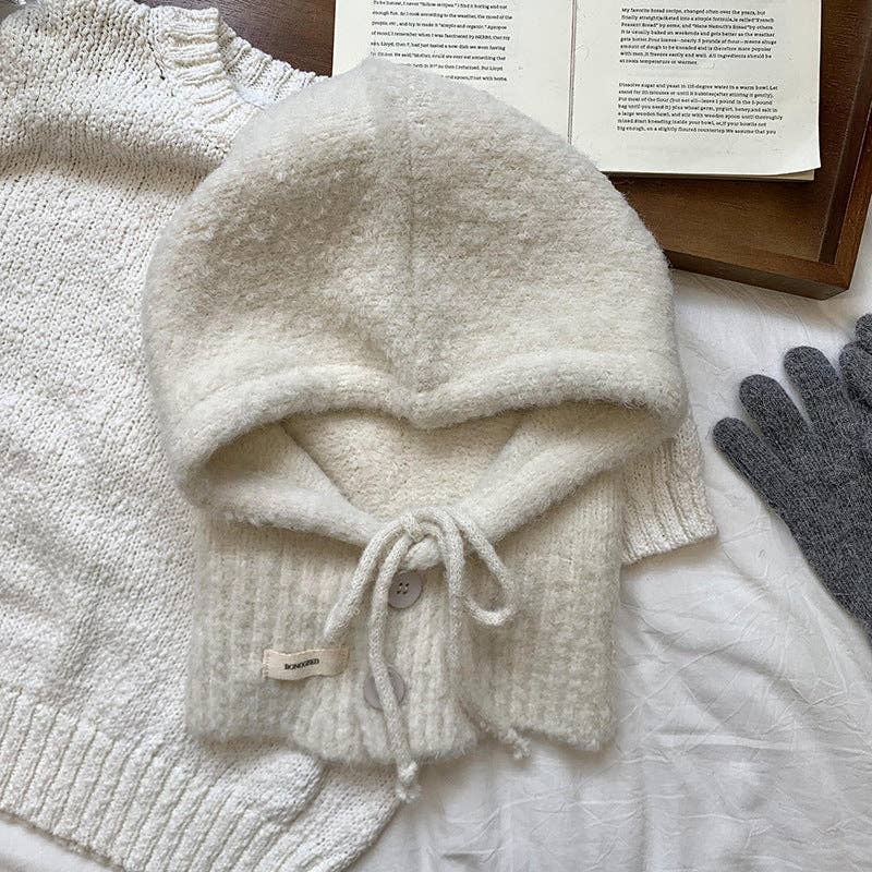 Dipped Shop – Engroshandel Beanie - Dame – Hue og tørklæde i ét stykke med ensfarvet knap DPS16058