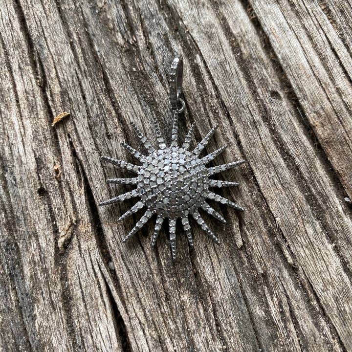 Pave Diamond Sunburst Pendant for wholesale by ILISSA MICHELE JEWELRY