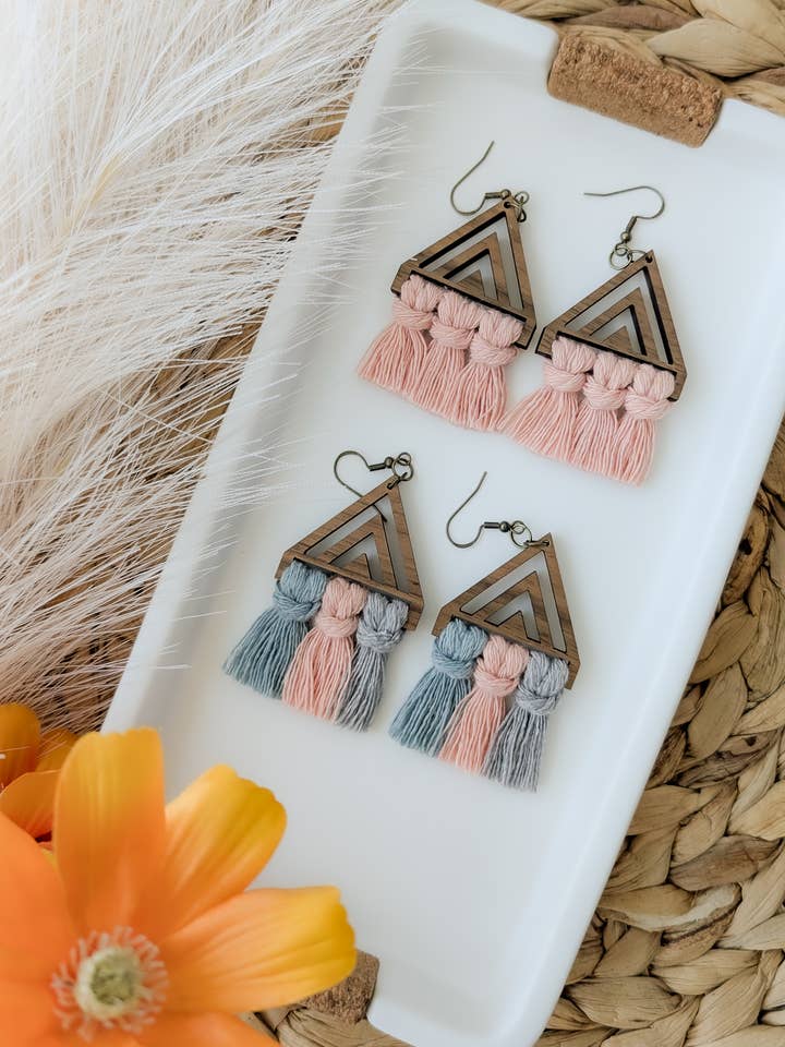 Handmade Macrame Minimalist Earrings for wholesale by The Artisanal Bazaar