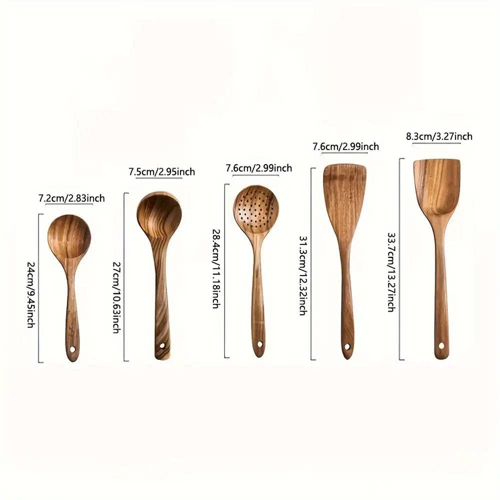Huis Van Merken - Wholesale Kitchen Utensil Set - 5pcs Premium Wooden Kitchen Utensils Set - High-Quality, Durable Wood Spoons2