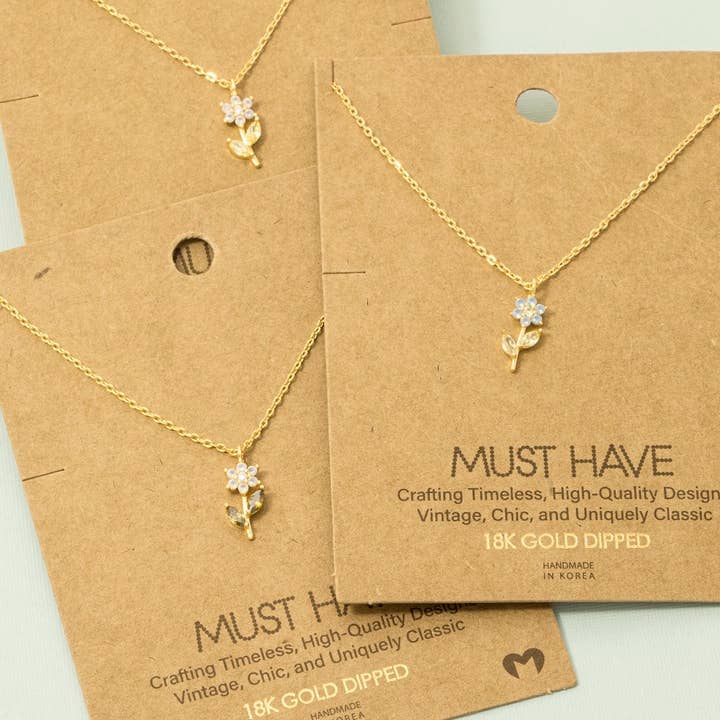 Cz Flower Pendant Necklace for wholesale by Fame Accessories