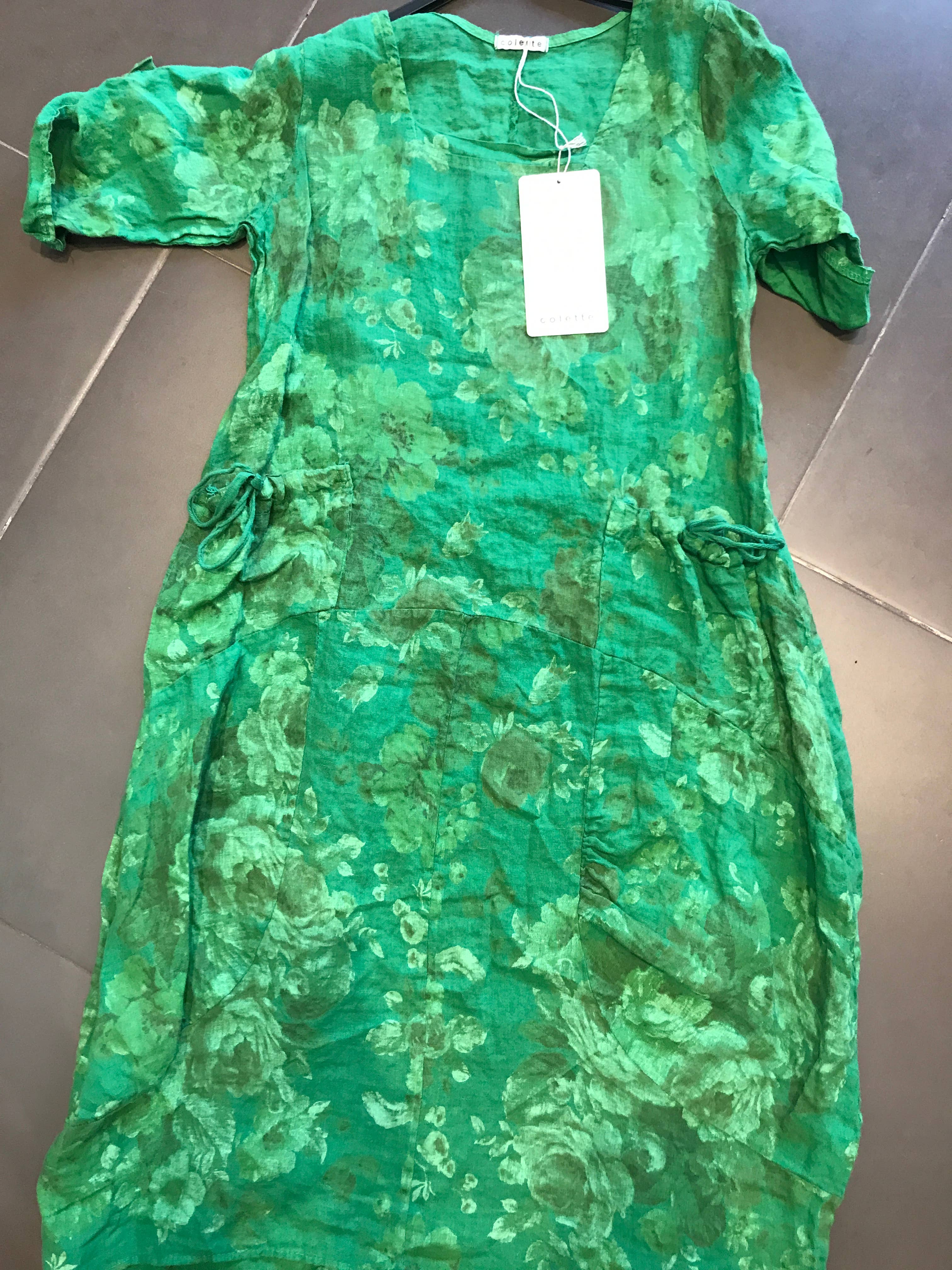 la maison des fibres naturelles – Großhandel Kleid – Damen – Leinenkleid mit floralem Muster, 100 % Leinen, Modell 6796746