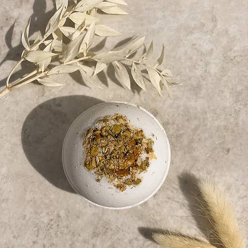 Chamomile & Rosemary Vegan SLS-Free Handmade Bath Bomb for wholesale by Made in Birstall Soapery