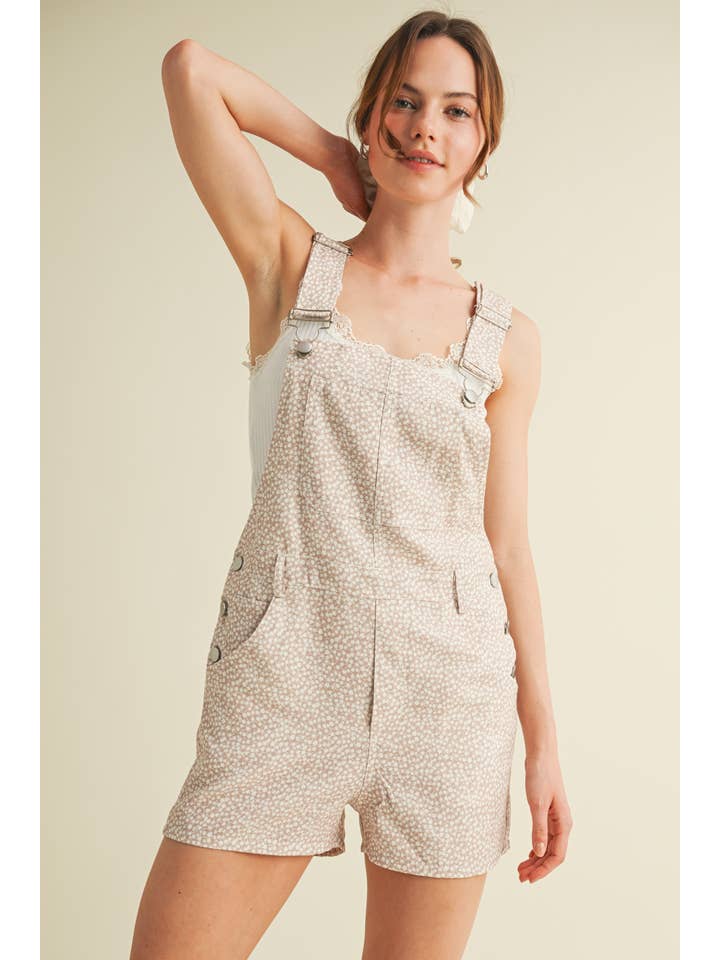 Beige CR13614 - BLOMSTERPRINT OVERALL ROMPER for engroshandel på Faire6