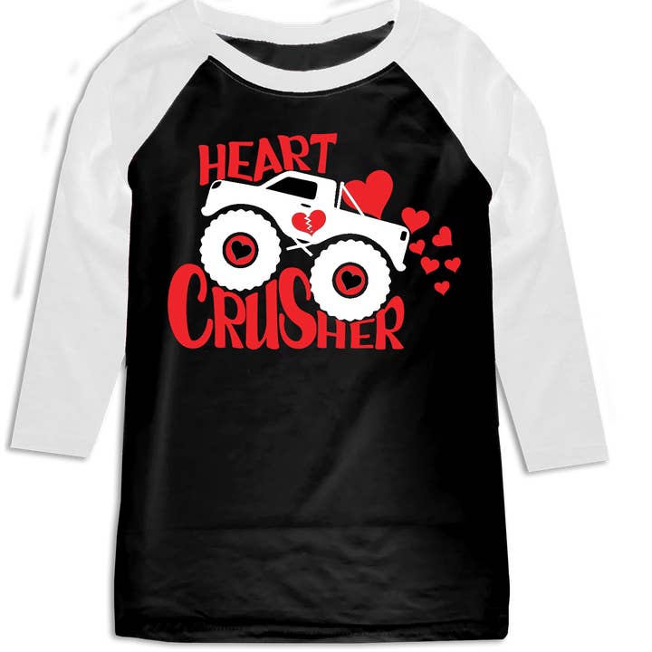 Crusher Raglan, B/W (Toddler, Youth, Adult) for wholesale by Micro Me