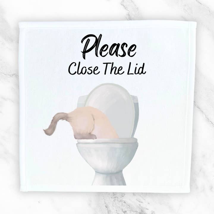 MerikaArt – wholesale Bath towel – Cream Cat Bathroom Sign Washcloth0