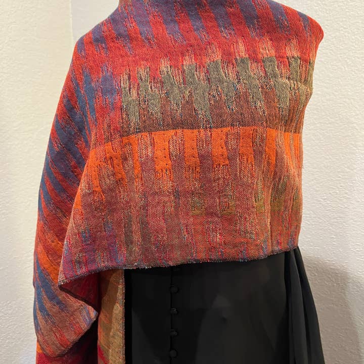 In Style Scarves - Vendita all'ingrosso Stola - Donna - Scialle/involucro reversibile in lana merino cotta in rosso marocchino8