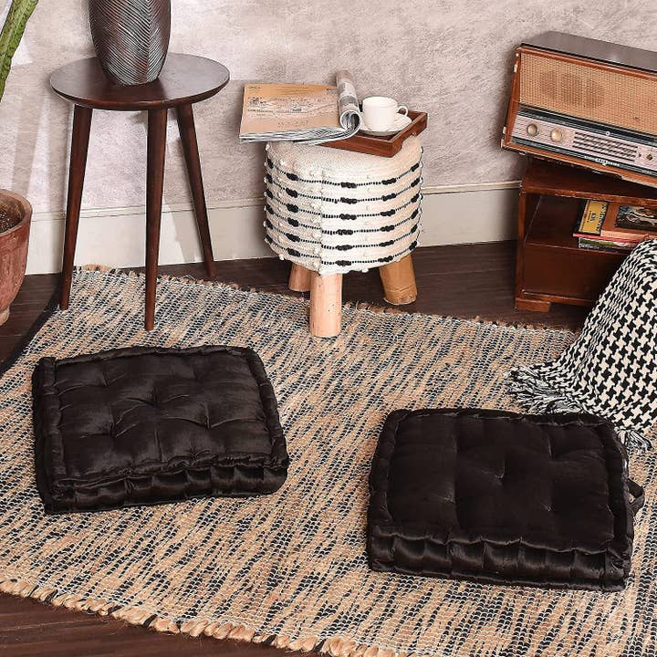 Black REDEARTH Velvet Floor Pillows-Premium Rayon Cotton Velvet for wholesale on Faire5