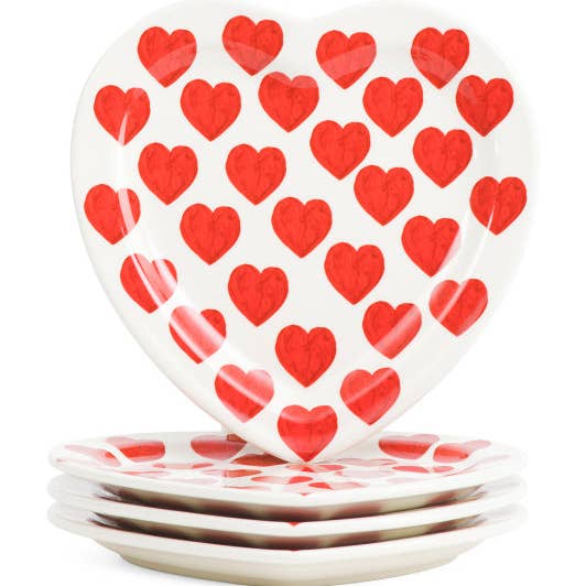 Saint-Valentin - Assiettes en céramique 8" Amour - LOT DE 4 pour la vente par Dunn Deals