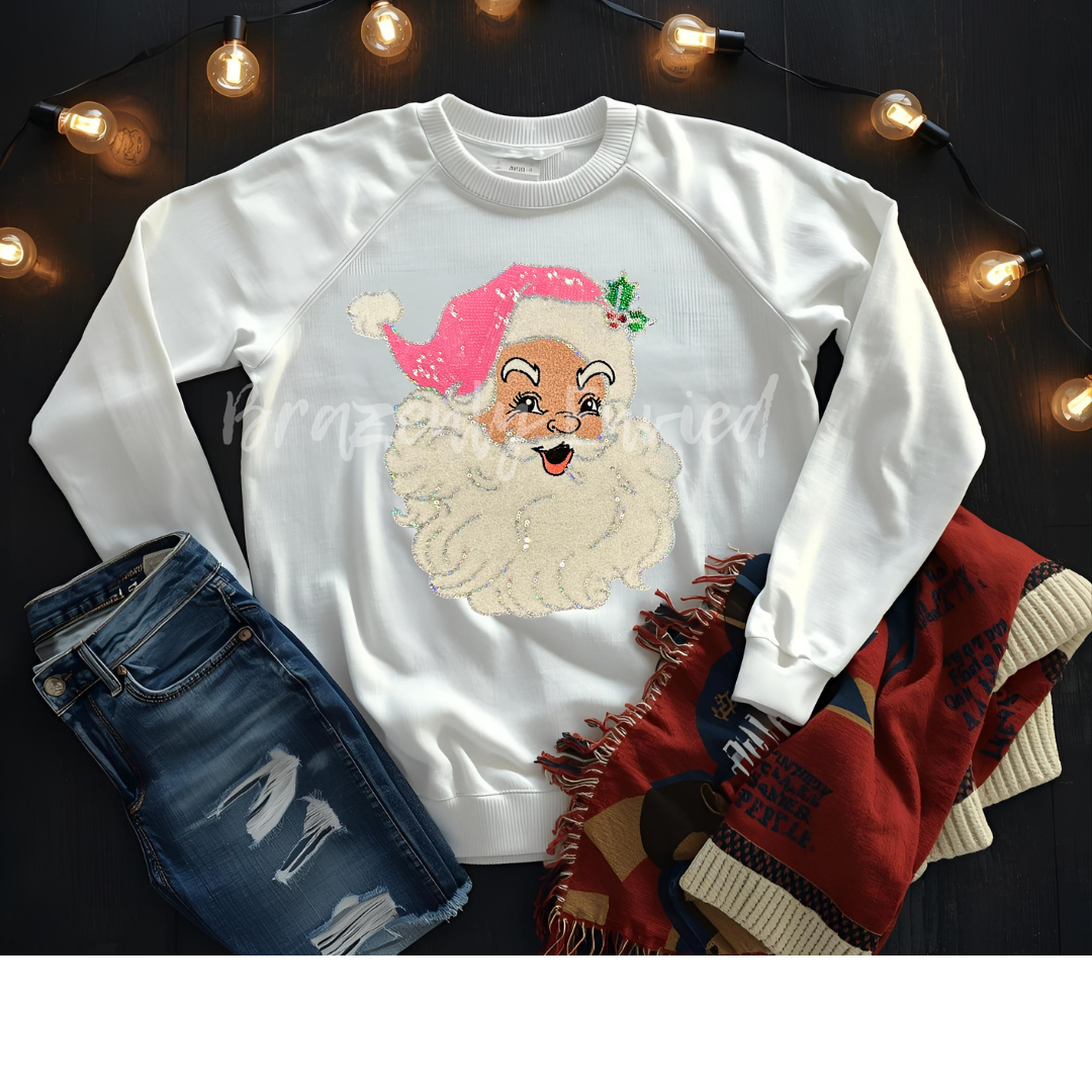 Brazenly Envied - Wholesale Patch - Santa Patch | Pink Sequins Hat / Chenille Santa Face Patch1