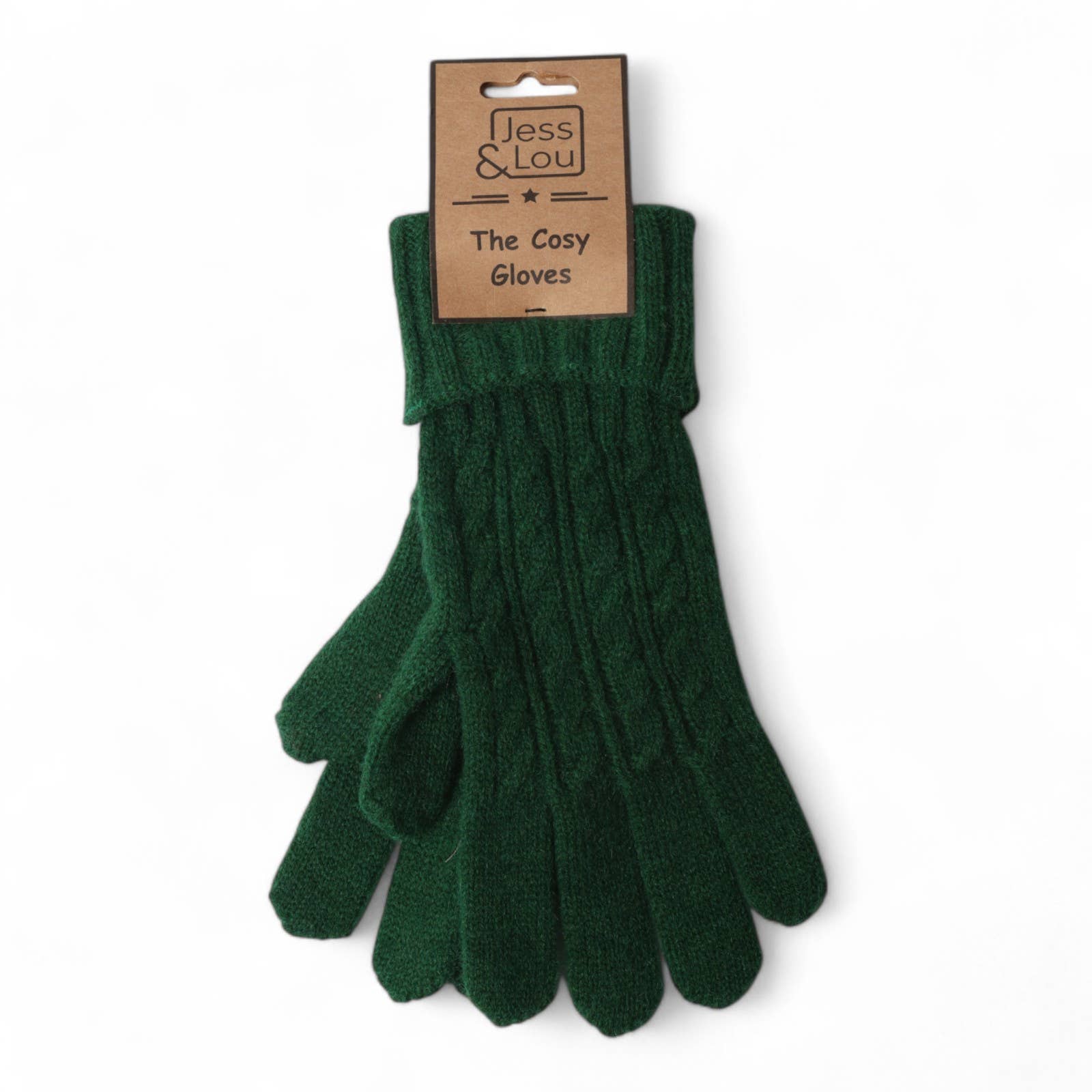Jess & Lou - Wholesale Gloves - Women's - Green Cosy Cable Knit Gloves GL212
