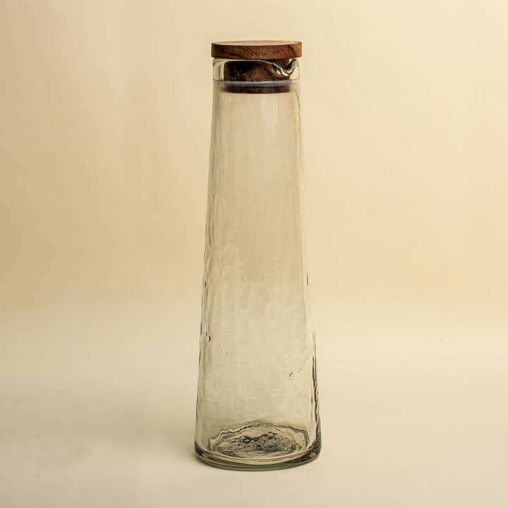Handcrafted Hammered Glass Carafe for wholesale by Casa Amarosa