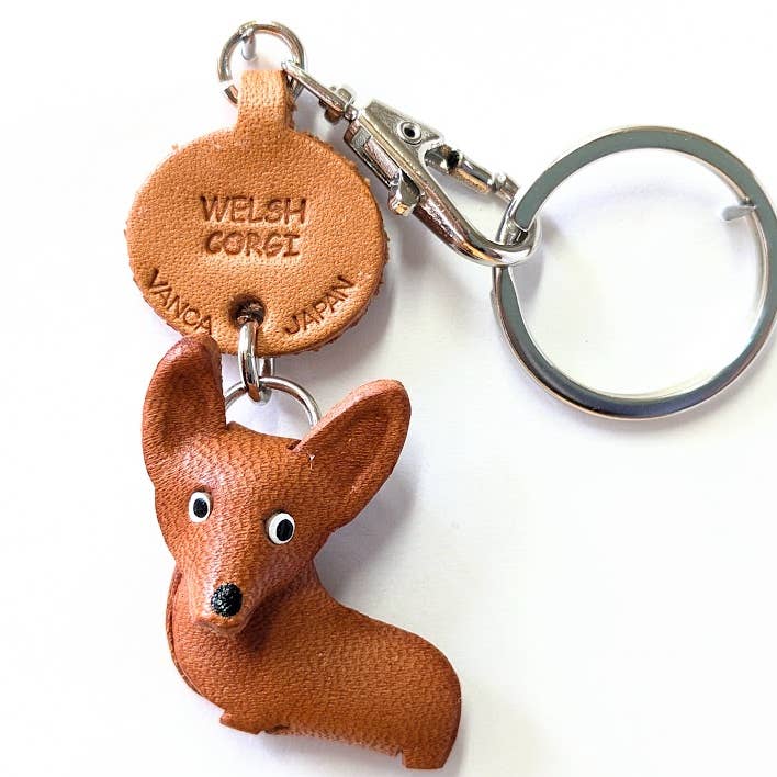 Welsh Corgi Leather Dog Pet Handmade Keychain Bag Charm for wholesale by VANCA CRAFT