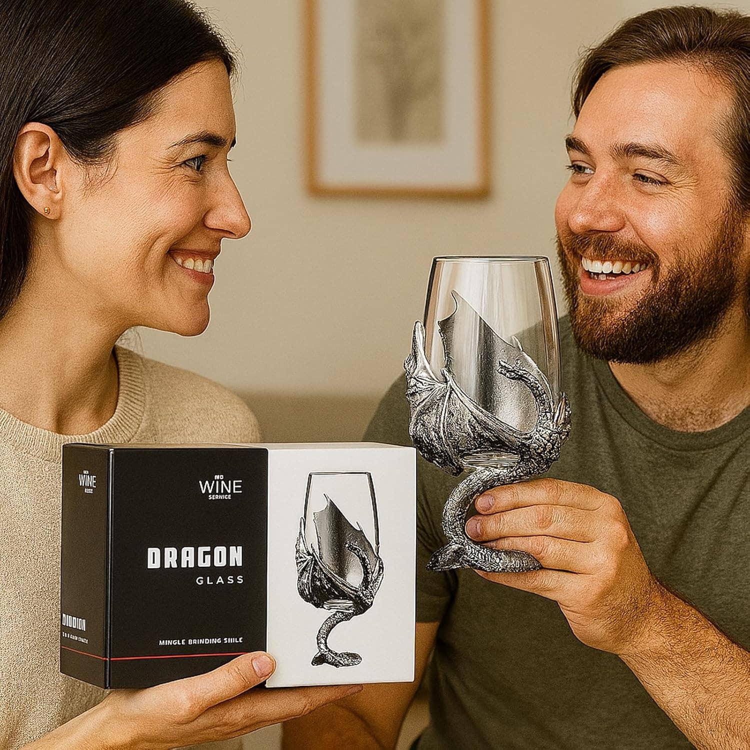 The Wine Savant /  Khen Glassware - Wholesale Cocktail/Liquor Glass - Medieval Dragon Viking Goblet Mug, 12oz GOT DnD7