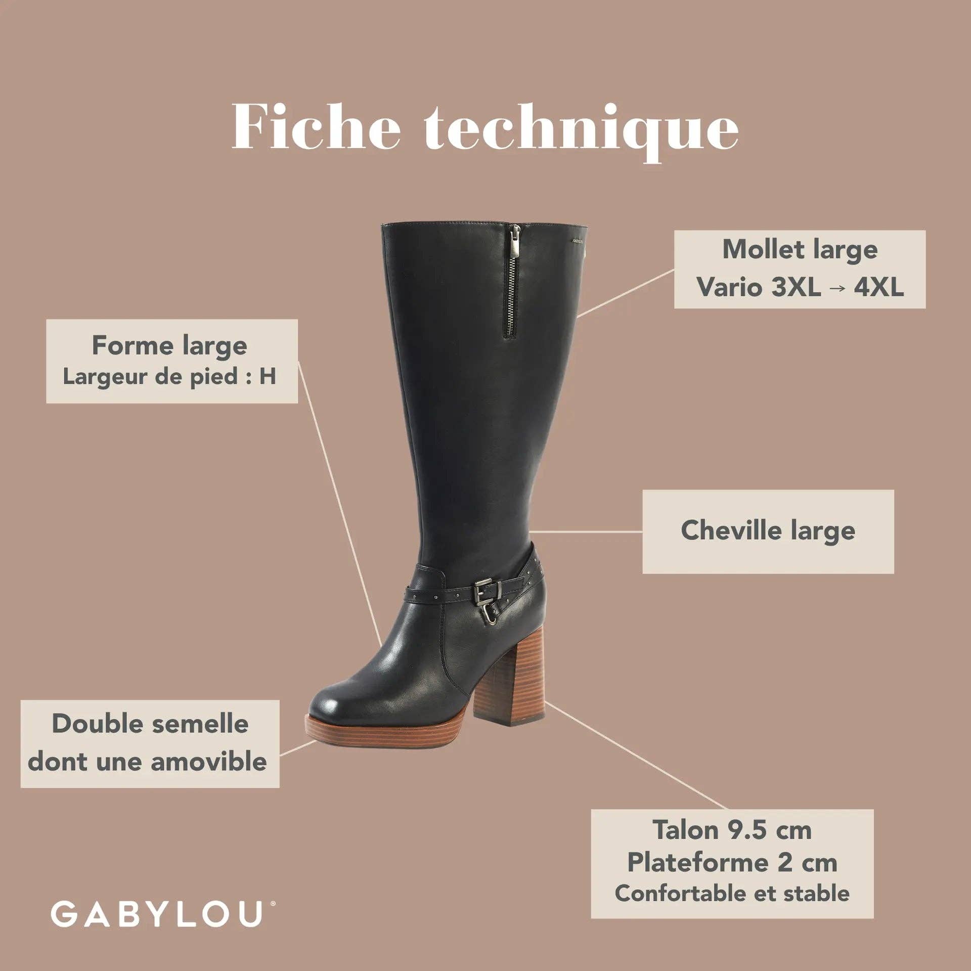 Gabylou - Wholesale Boots - Women's - Wide Calf Boots 3XL - Manon Model3