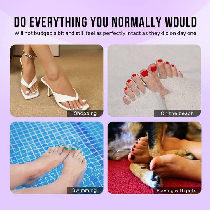 BTArtboxnails - Wholesale Press-On/Fake Nails - Timeless Grace Press On Toe Nails | Squoval White French Tip5