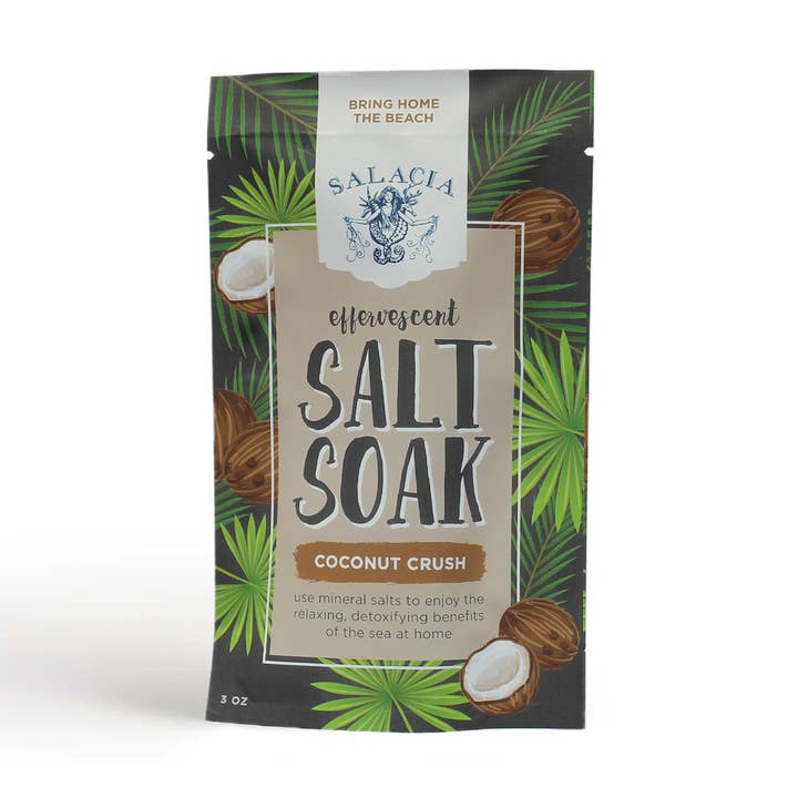 Coconut Crush Effervescent Salt Soak | DETOX | RELAX | SPA for wholesale by Salacia Salts | Soaps | Bath Bombs | Lip Balms | Soy Candles