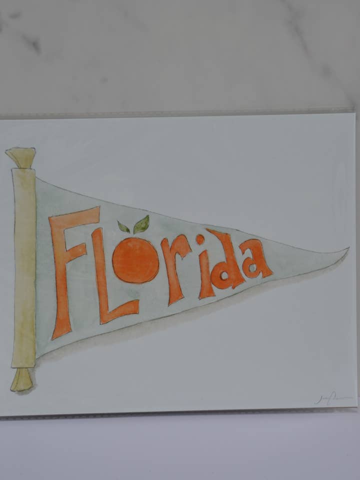 Impression d'art de drapeau de camp de Floride pour la vente par Bear on Paper