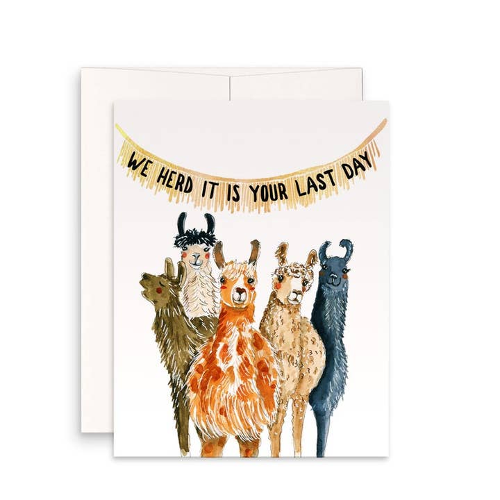 Liyana Studio – Engroshandel Afskedskort – Llamas flok forlader - Farvel Card