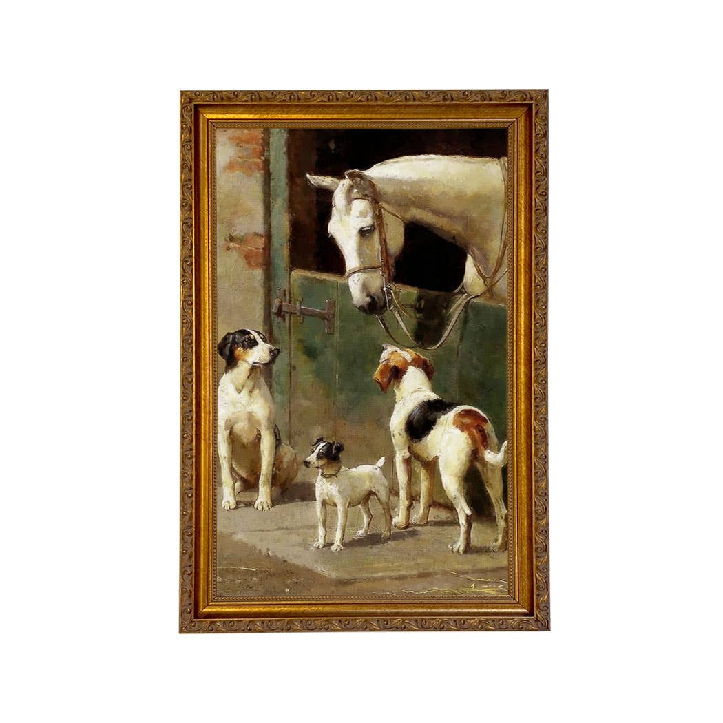 Madison Bay Co. - Historical Home Decor Reproductions - Wholesale Art Print - Dog and Horse at Stable Vintage Painting Print on Canvas27
