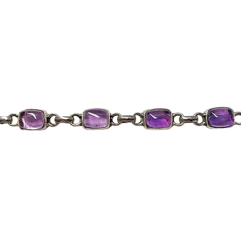 Amberman – wholesale Link & chain bracelet – Amethyst Stone Sterling Silver Link Bracelet1