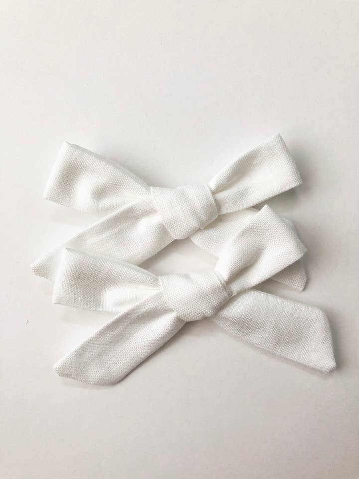 Macie & Me - Wholesale Hair Bow - Kids - White Hand Tied Bows0