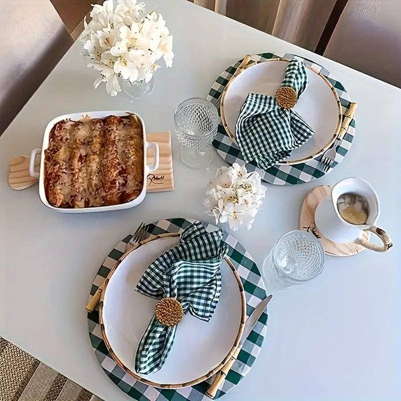 Huis Van Merken – wholesale Napkin ring – Rattan Napkin Rings Set (6) - Rustic Wooden and Metal Decor4