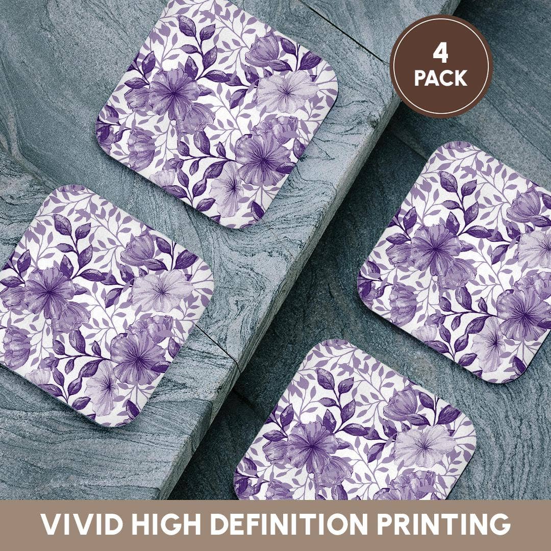 3dRose - Wholesale Coasters - 3dRose, Pretty Purple Petunia Flower Pattern, Coaster12