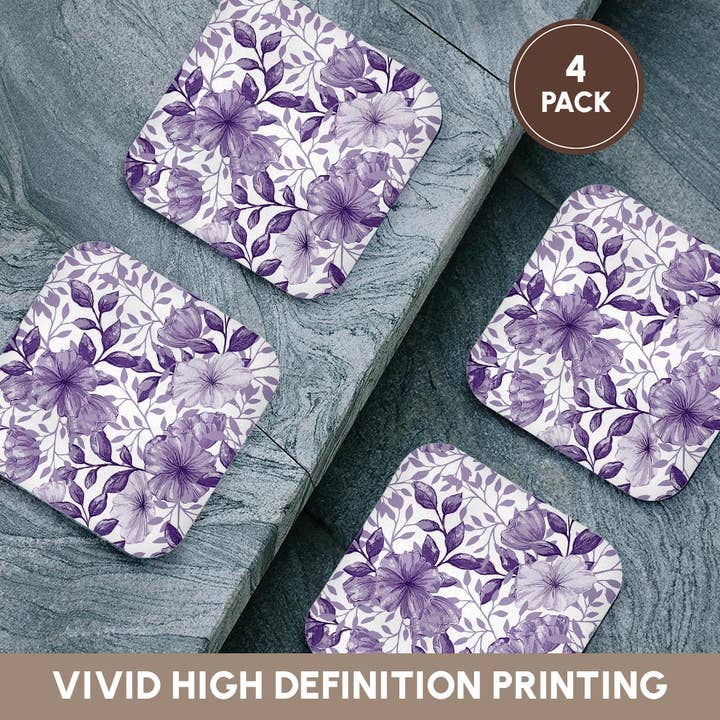 3dRose - Wholesale Coasters - 3dRose, Pretty Purple Petunia Flower Pattern, Coaster12